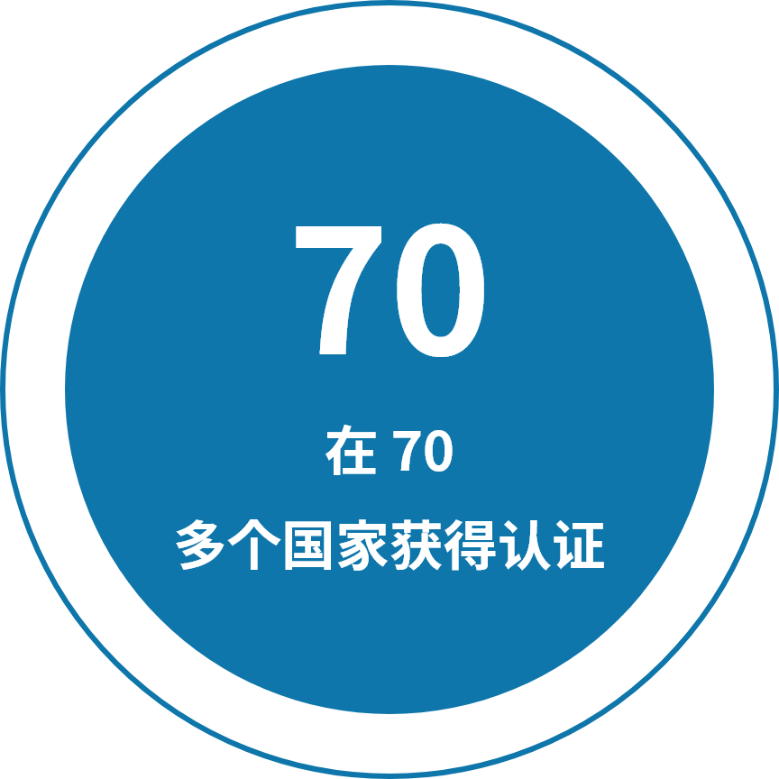 在 70 多个国家获得认证