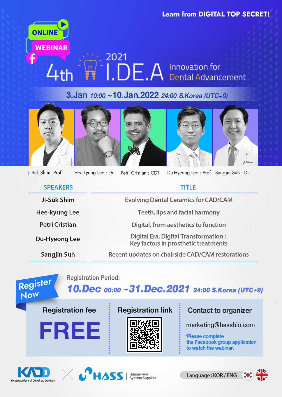 HASSBIO KADD 4th I.DE.A Forum Online Webinar HASSBIO 하스바이오 KADD 4thI.DE.AForum Onlinewebinar dentalforum